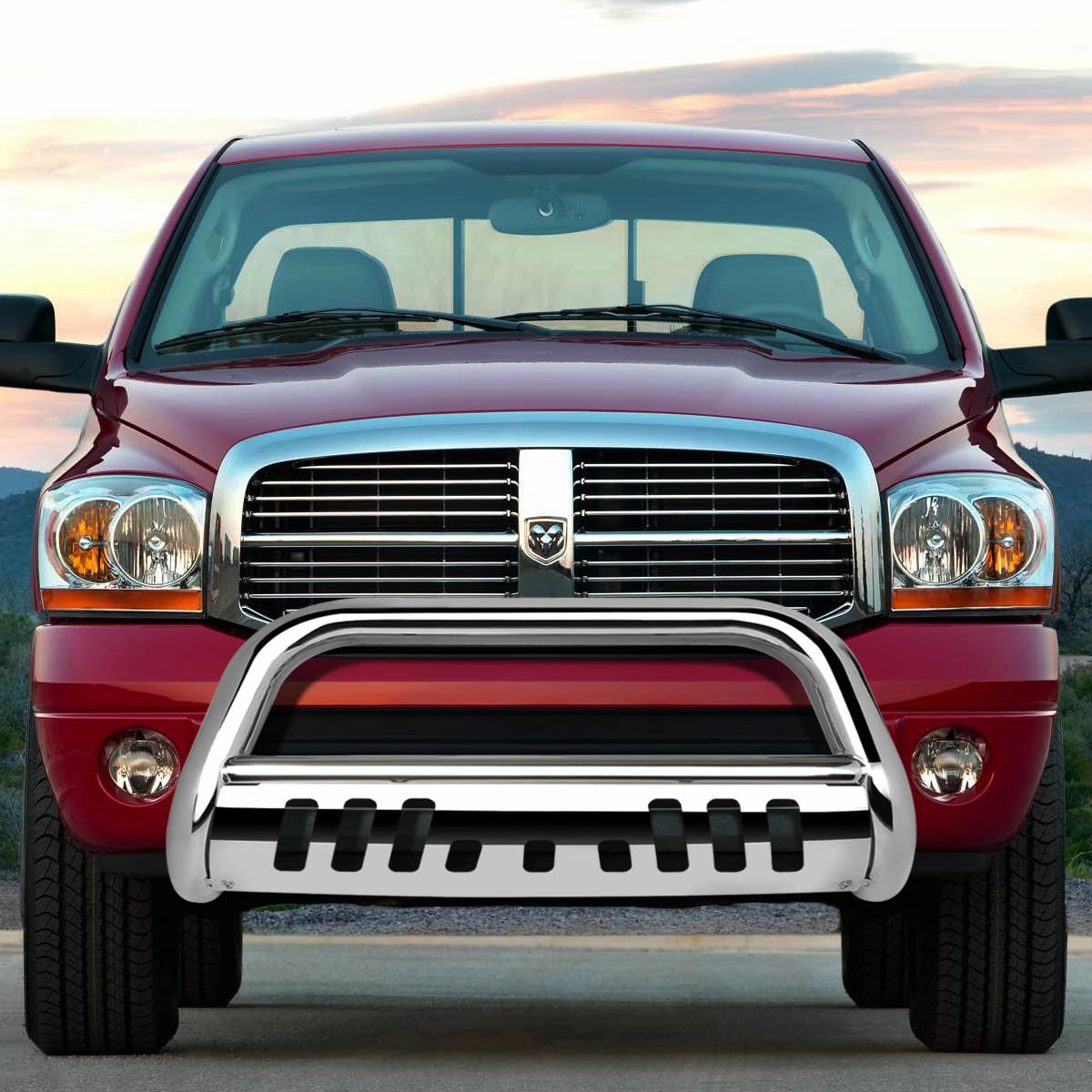 02-09 Dodge Ram 1500 2500 3500 Bull Bar w/Skid Plate - Stainless Steel