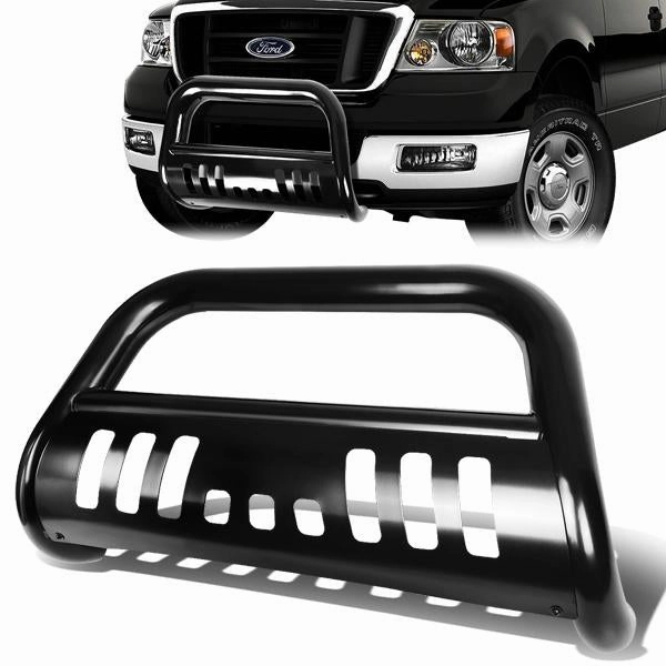 04-08 Ford F150 07-14 Lincoln Navigator Bull Bar w/Skid Plate - Stainless Steel - Black