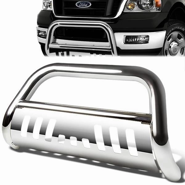 04-08 Ford F150 07-14 Lincoln Navigator Bull Bar w/Skid Plate - Stainless Steel
