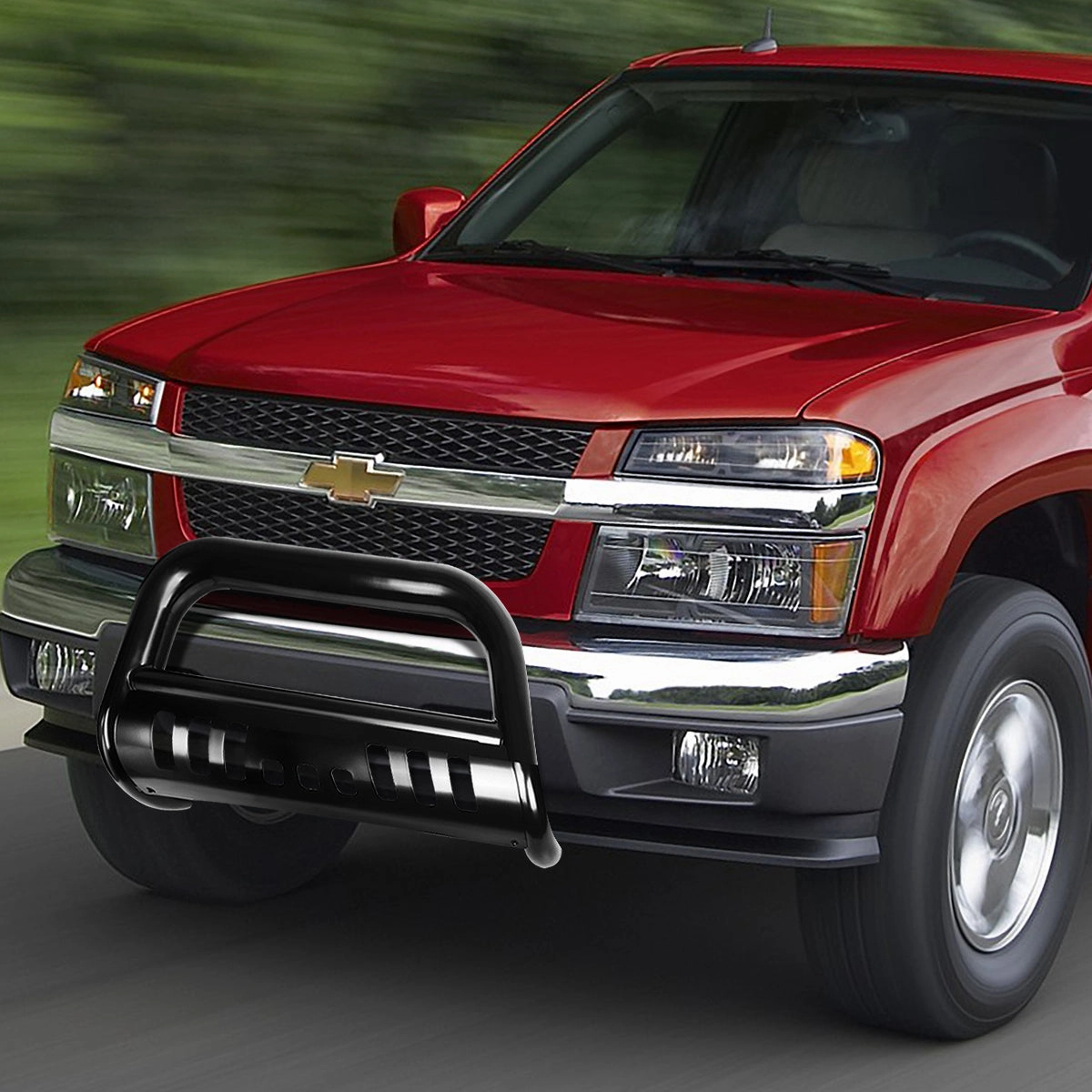 04-12 Chevy Colorado GMC Canyon Bull Bar w/Skid Plate - Stainless Steel - Black
