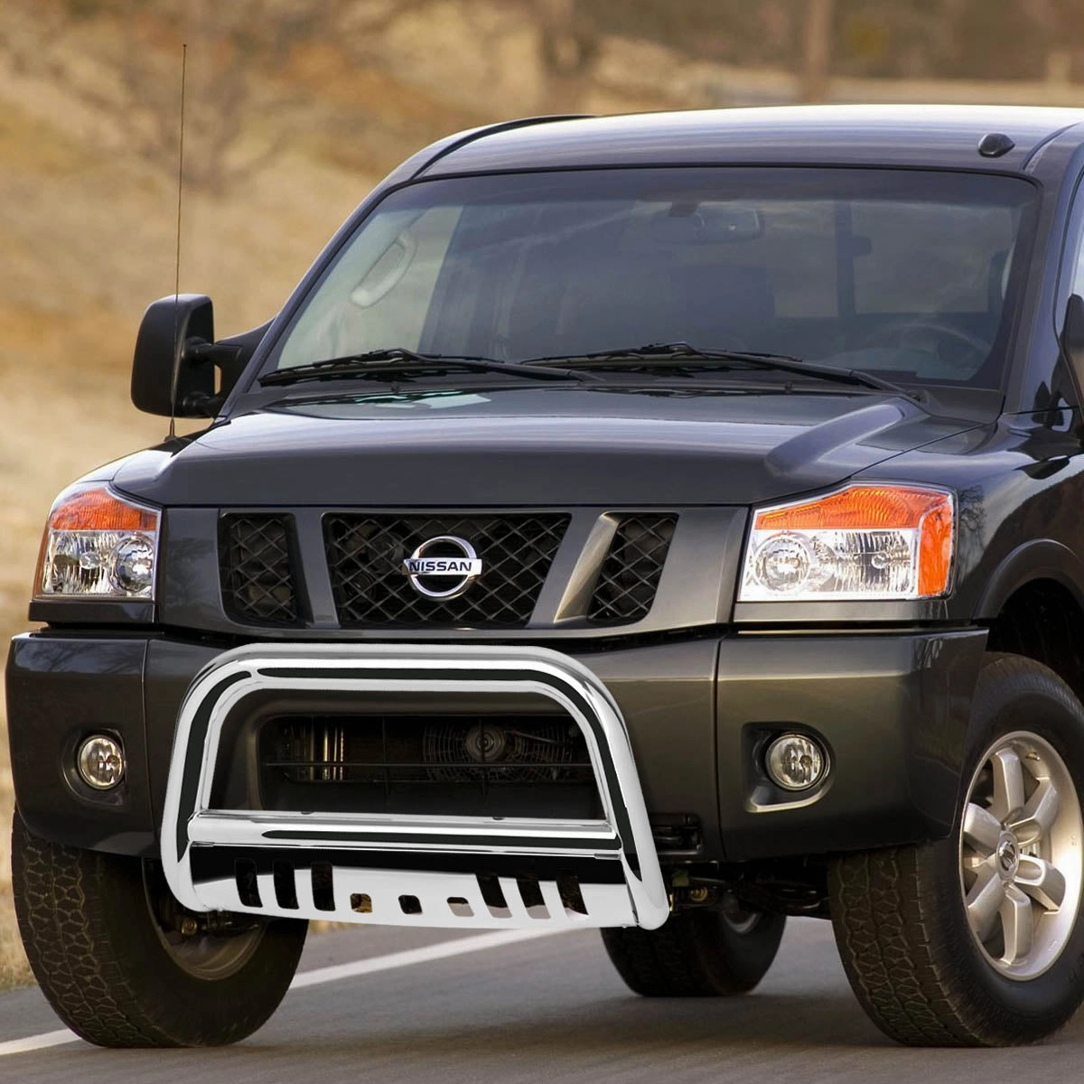 04-15 Nissan Titan Armada Bull Bar w/Skid Plate - Stainless Steel