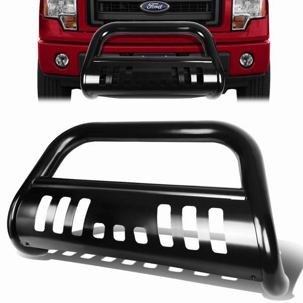 05-07 Ford F250 F350 F450 F550 Super Duty Bull Bar w/Skid Plate - Stainless Steel - Black
