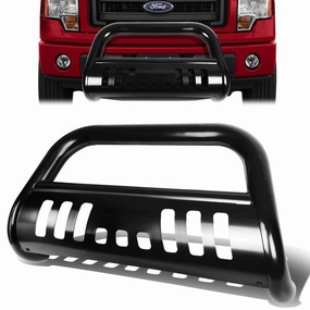 05-07 Ford F250 F350 F450 F550 Super Duty Bull Bar w/Skid Plate - Stainless Steel - Black