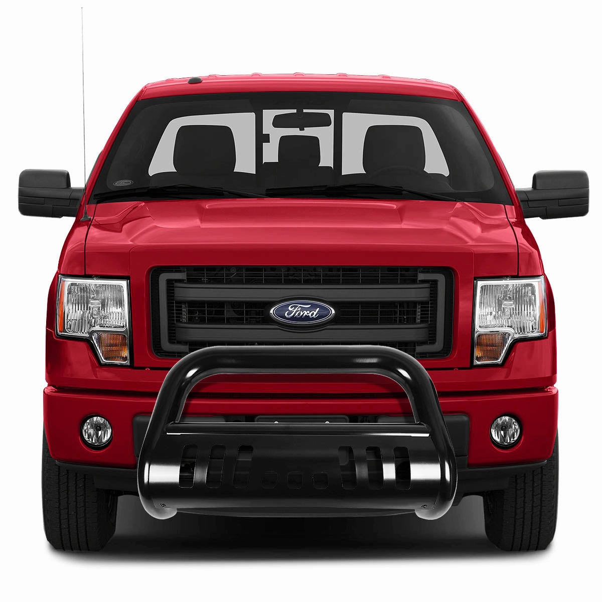 05-07 Ford F250 F350 F450 F550 Super Duty Bull Bar w/Skid Plate - Stainless Steel - Black