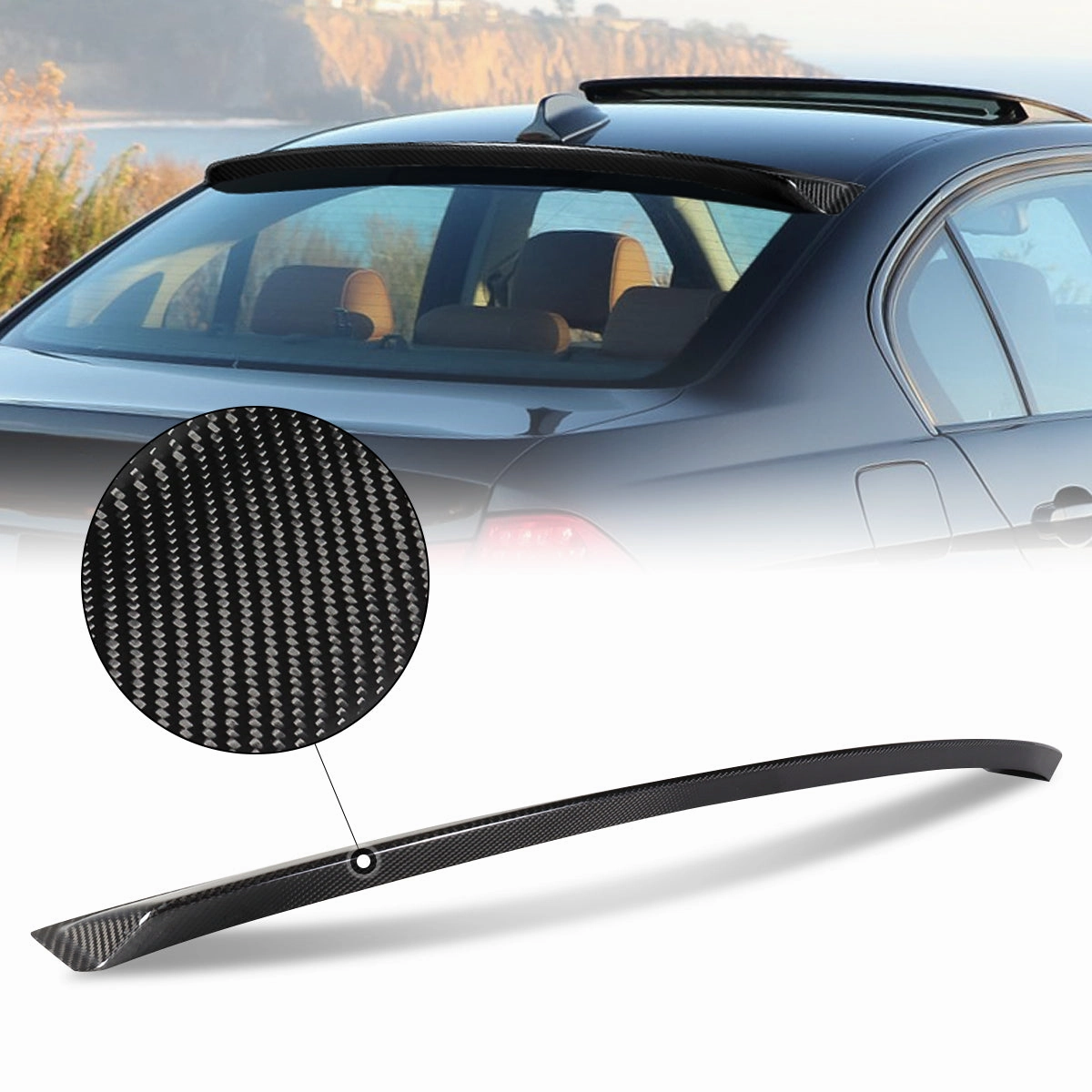 05-12 BMW 3-Series E90 Sedan Rear Window Roof Spoiler - Carbon Fiber