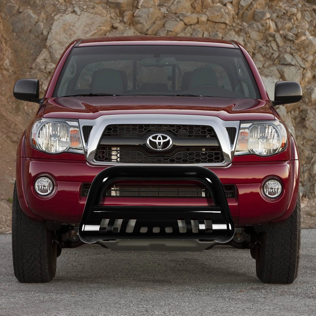 05-15 Toyota Tacoma Bull Bar w/Skid Plate - Stainless Steel - Black