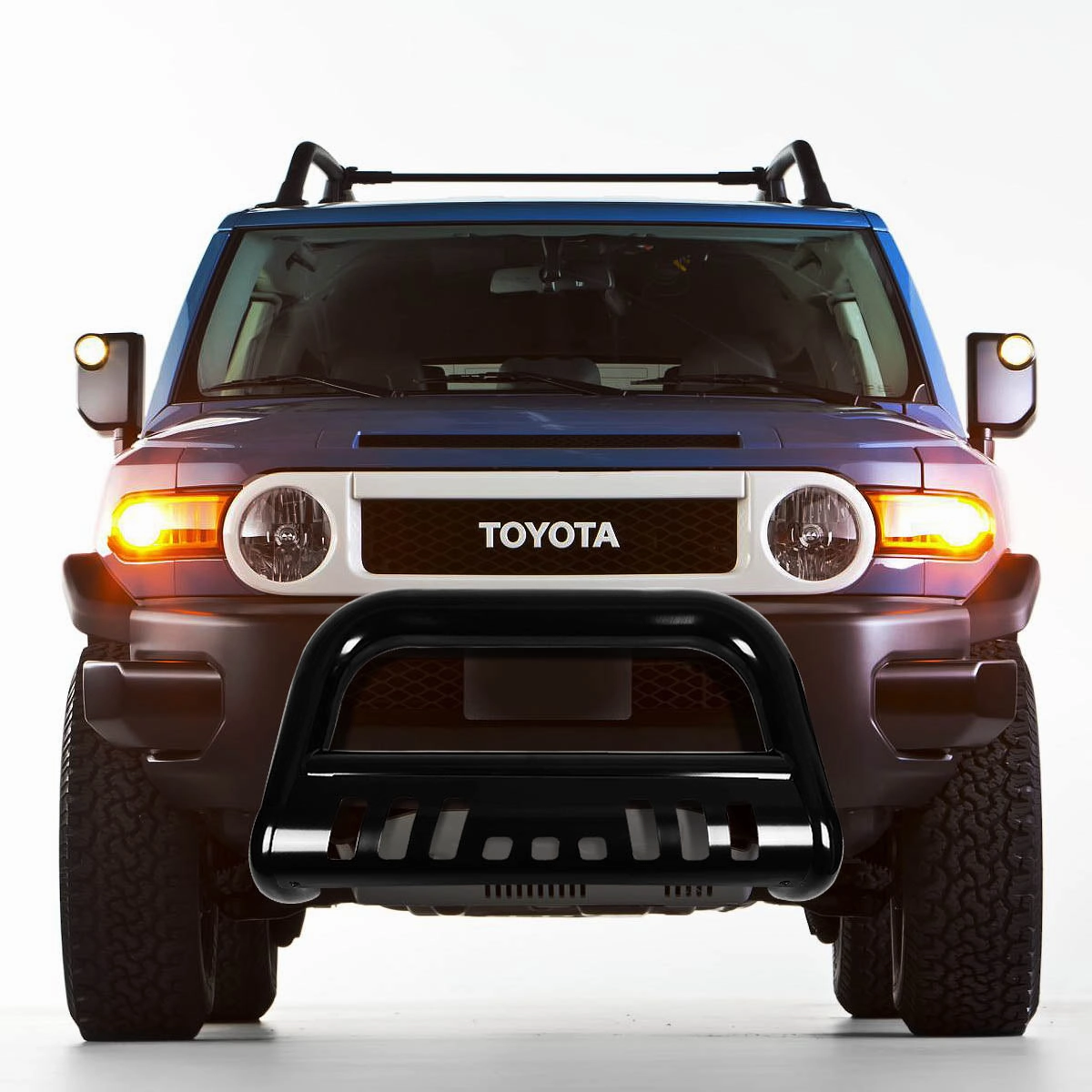 07-14 Toyota FJ Cruiser Bull Bar w/Skid Plate - Stainless Steel - Black