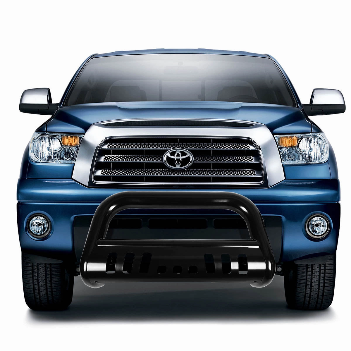 07-16 Toyota Tundra Sequioa Bull Bar w/Skid Plate - Stainless Steel - Black