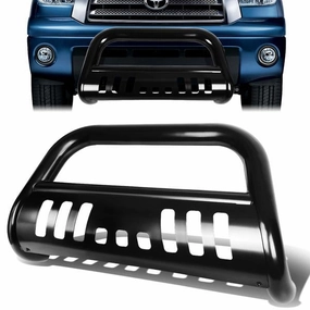 07-16 Toyota Tundra Sequioa Bull Bar w/Skid Plate - Stainless Steel - Black