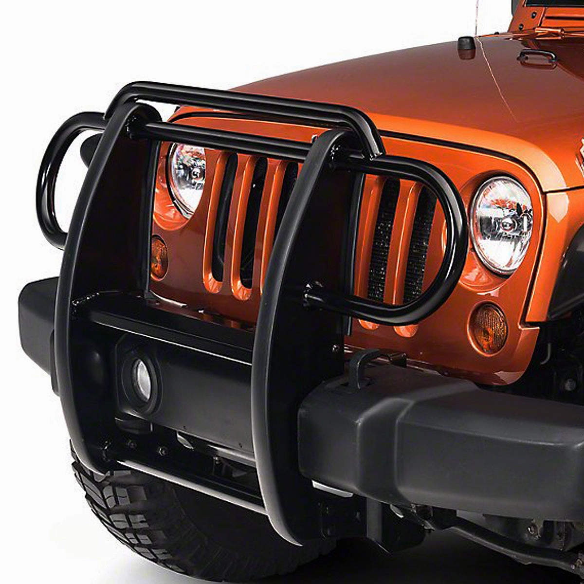 07-17 Jeep Wrangler Brush Grille Guard - Steel - Black