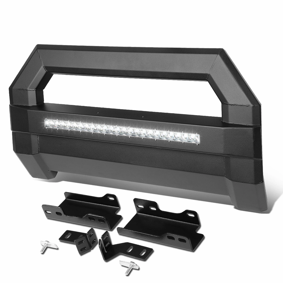 07-18 Chevy Silverado GMC Sierra 1500 LED Bull Bar w/License Plate Relocation Kit