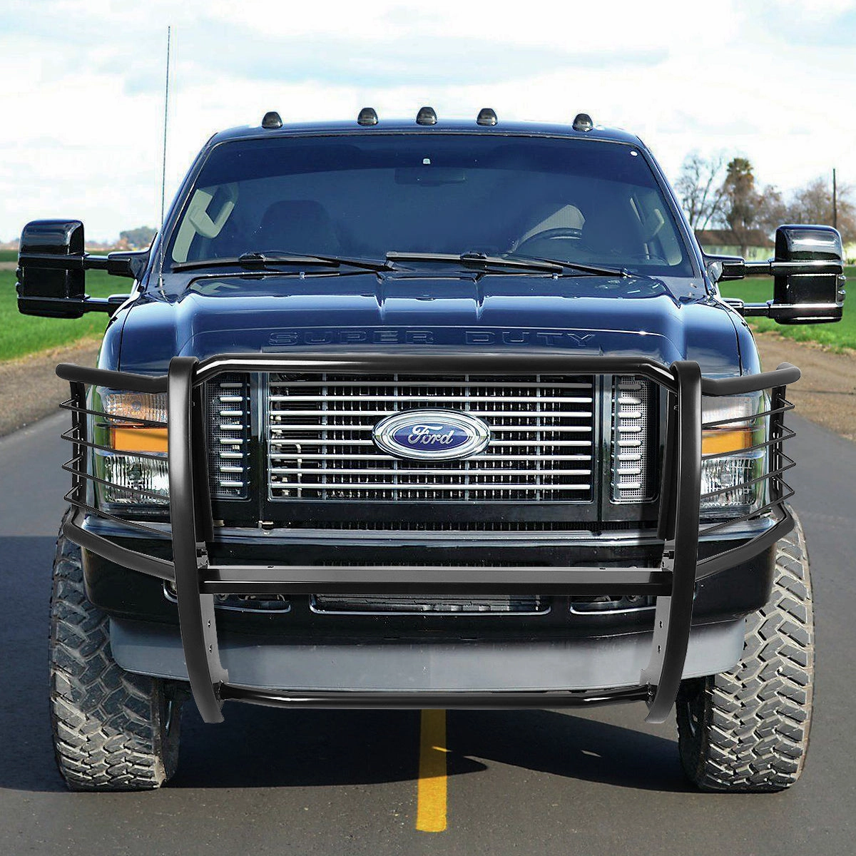 08-10 Ford F250 F350 F450 F550 Super Duty Brush Grille Guard - Steel - Black