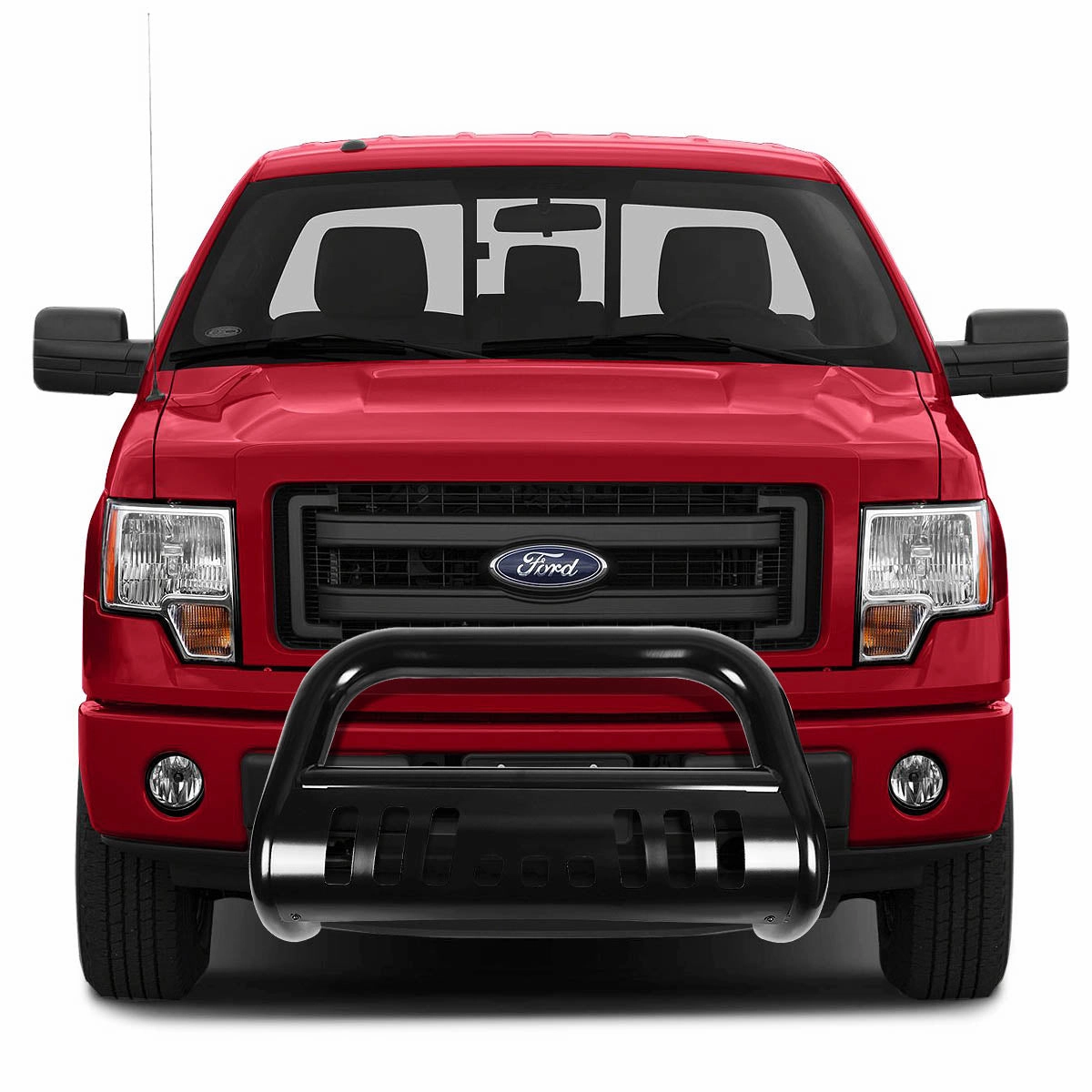 08-10 Ford F250 F350 F450 Super Duty Bull Bar w/Skid Plate - Stainless Steel - Black