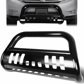 08-13 Toyota Highlander Bull Bar w/Skid Plate - Stainless Steel - Black