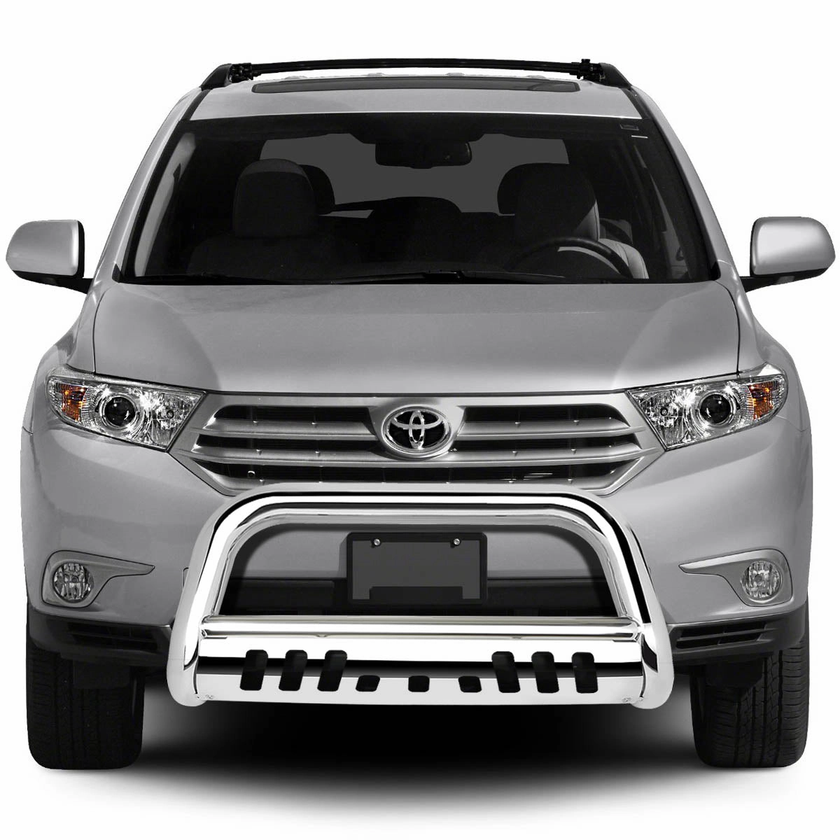 08-13 Toyota Highlander Bull Bar w/Skid Plate - Stainless Steel