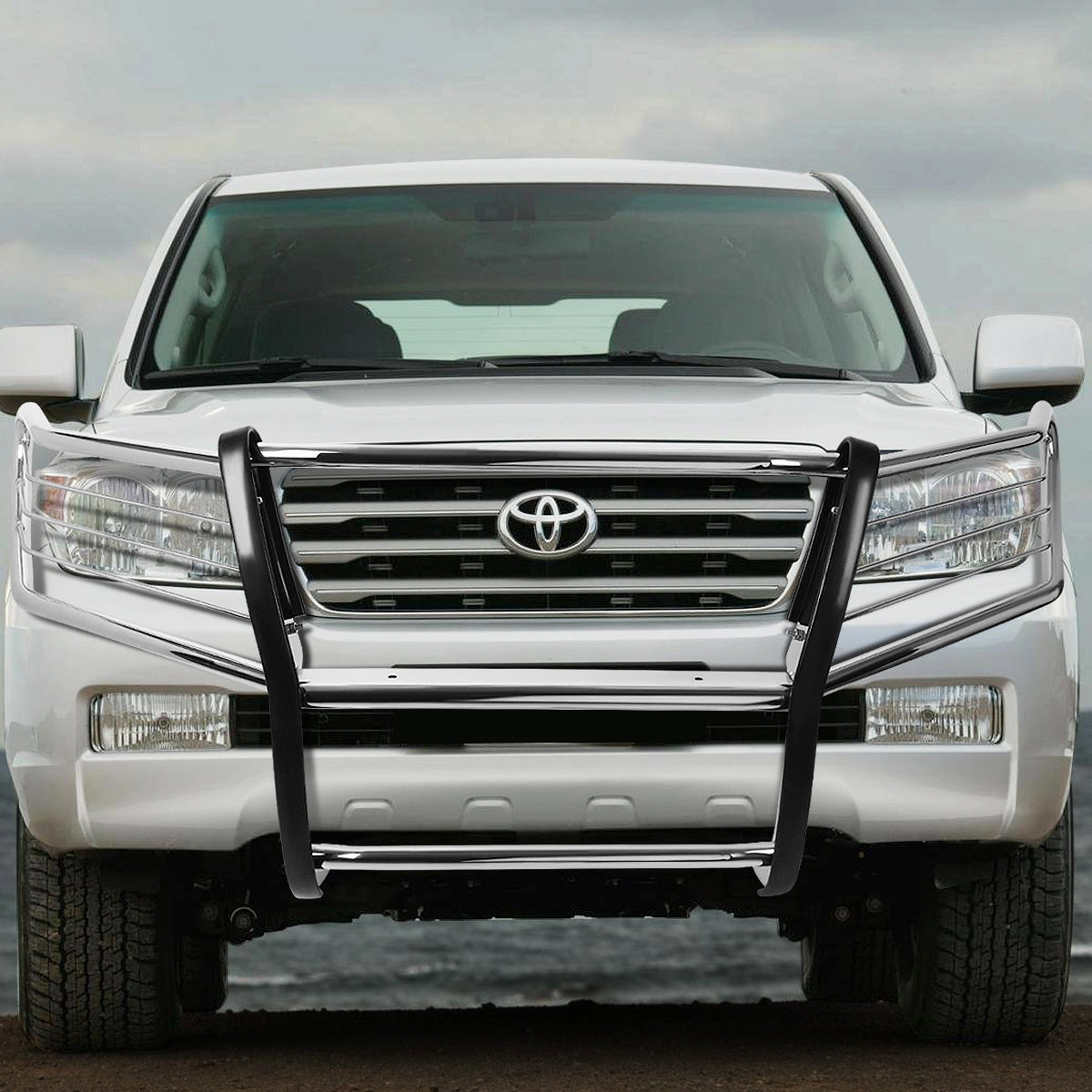 08-15 Toyota Land Cruiser Brush Grille Guard - Stainless Steel