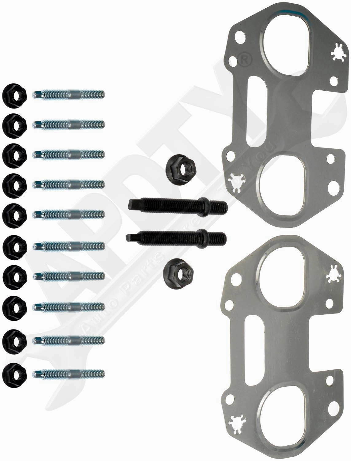 APDTY 157803 	Cast Iron Ceramic Coated Exhaust Manifold Kit Right Side