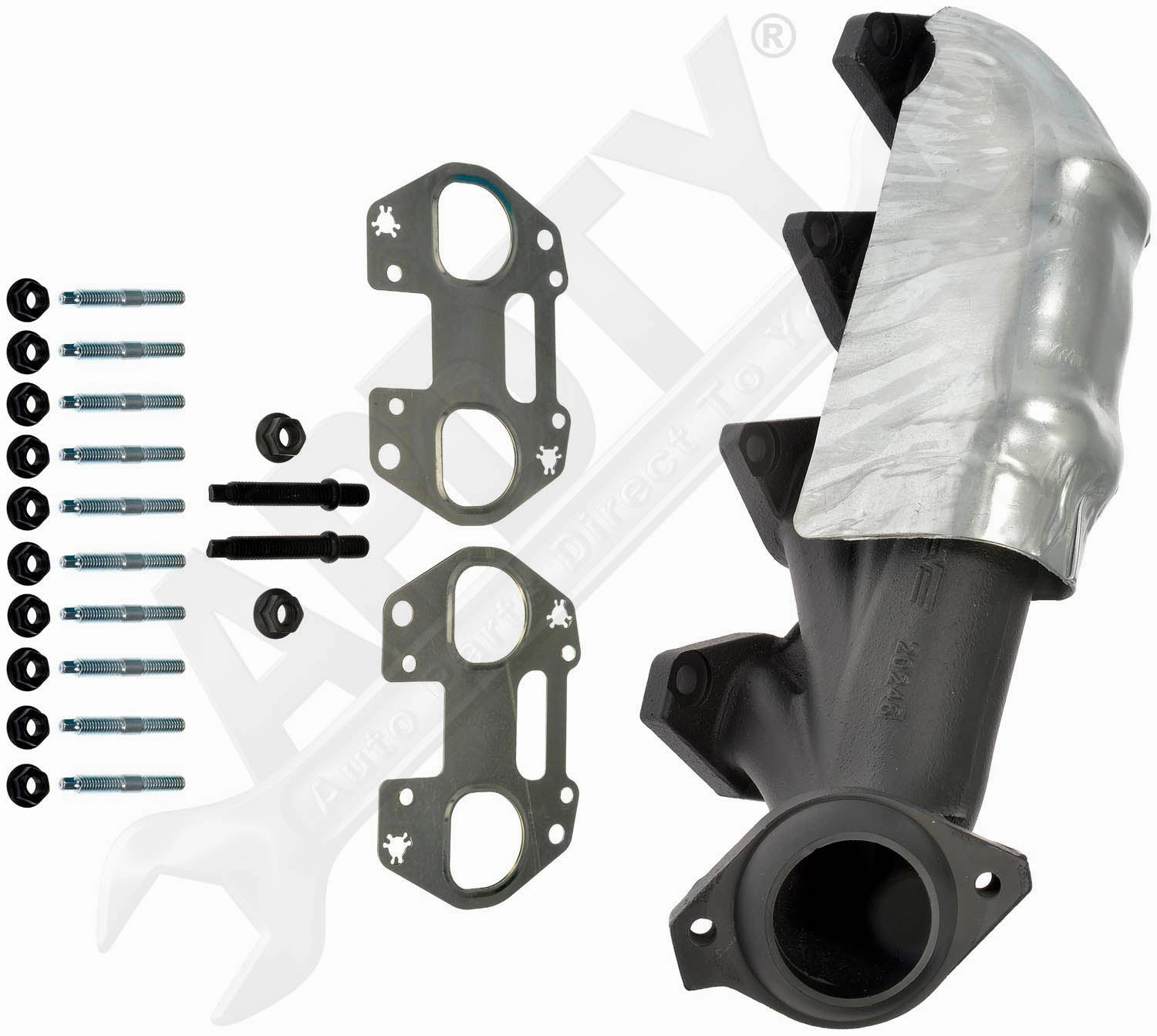 APDTY 157804 Cast Iron Ceramic Coated Exhaust Manifold Kit Left Side 5.4Ltr