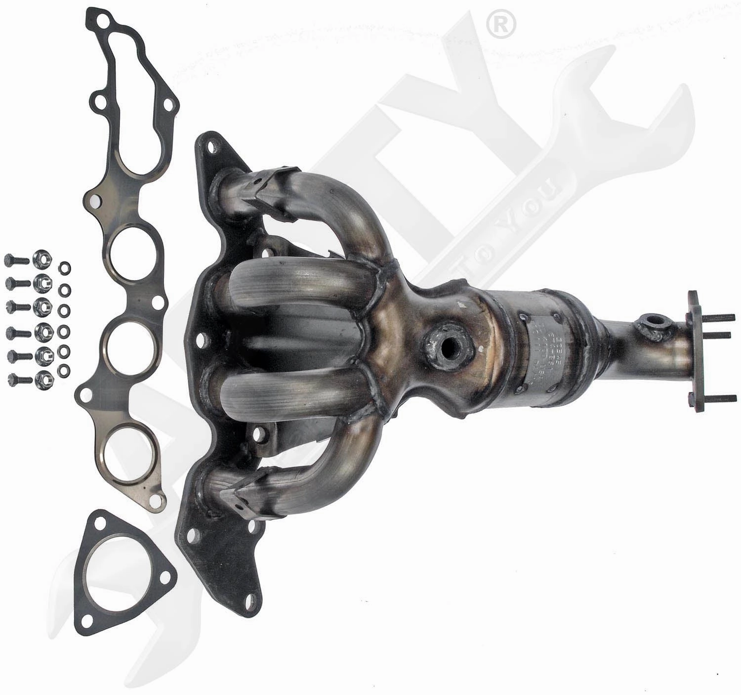 APDTY 157990 Exhaust Manifold w/Integrated Catalytic Converter - CARB Compliant