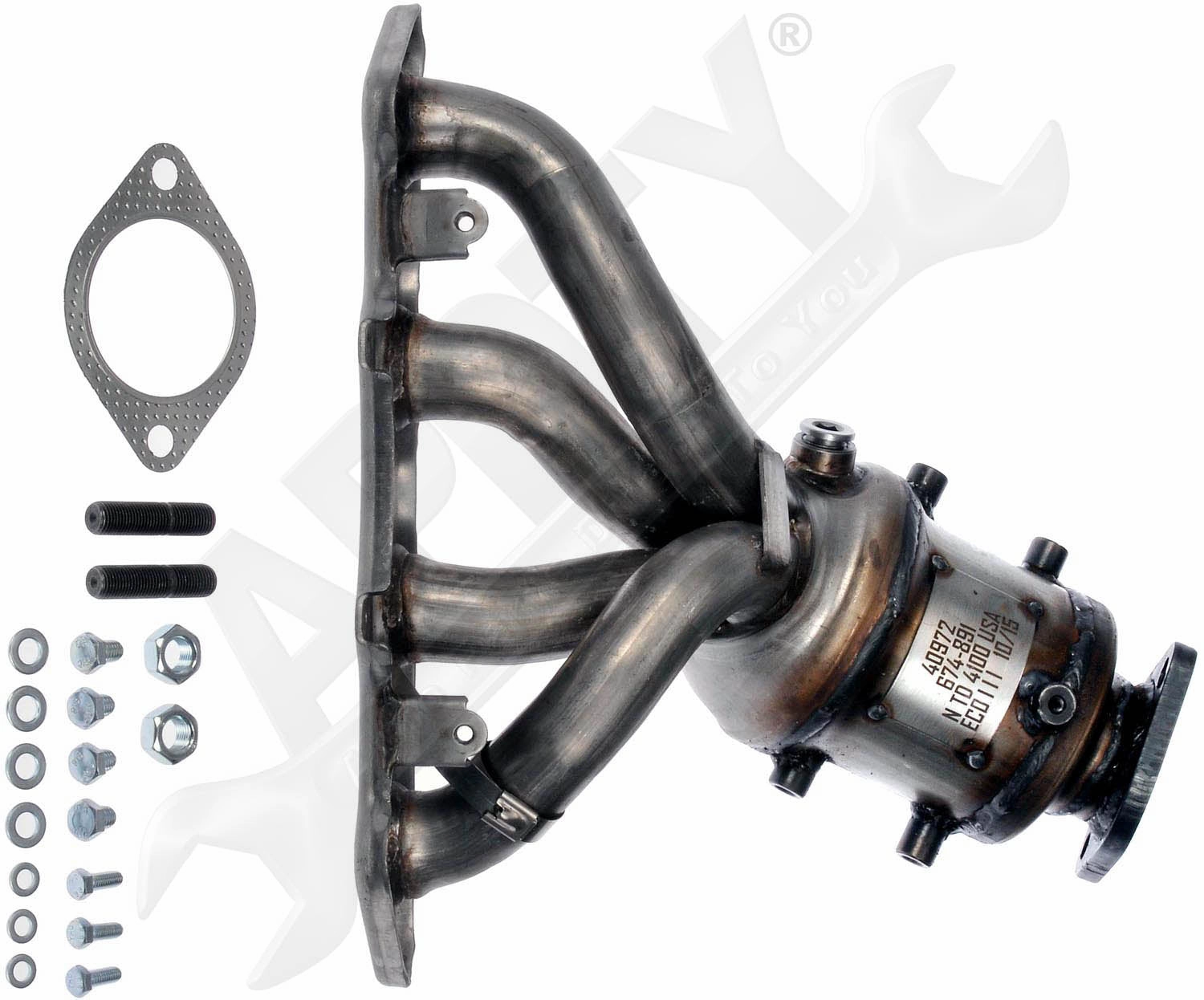 APDTY 158254 Exhaust Manifold with Integrated Catalytic Converter CARB Compliant