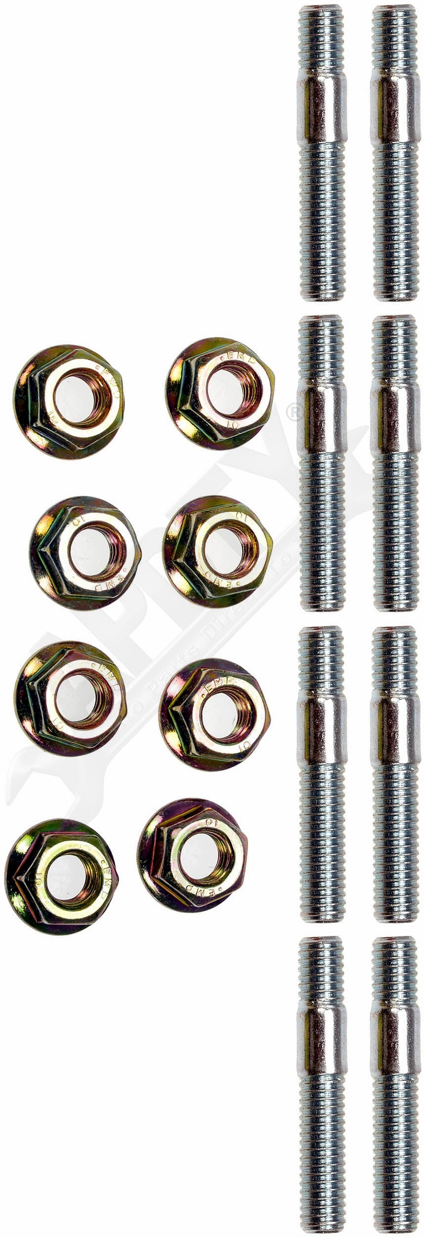 APDTY 159104 Exhaust Manifold Stud and Nuts Hardware Kit - Set of 8