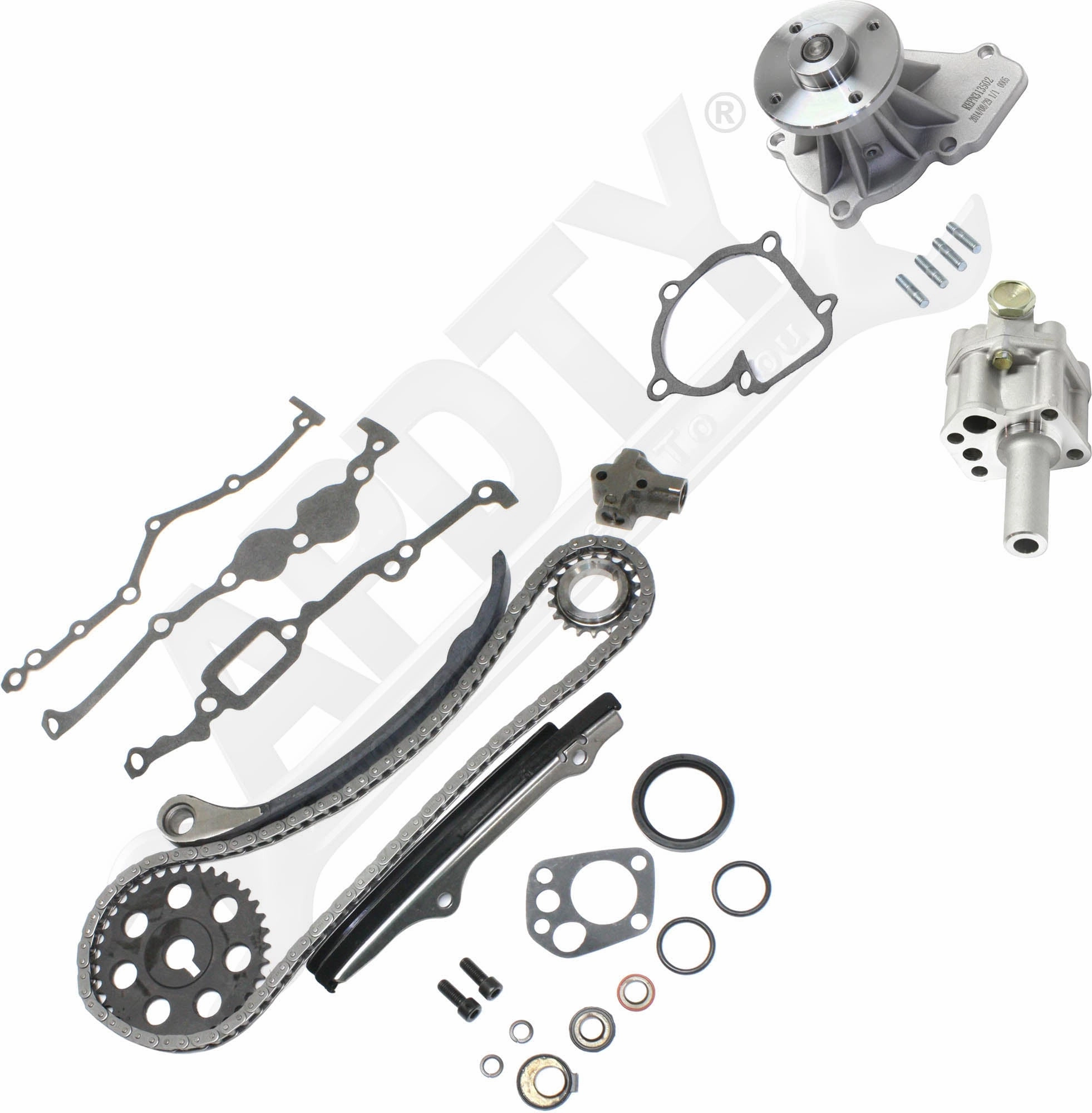 APDTY 172519 Timing Chain Kit 3-pc Kit with Oil Pump and Water Pump