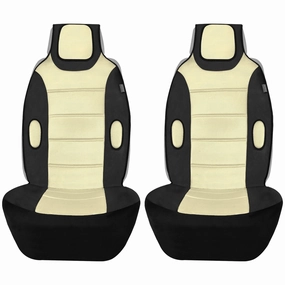 Leatherette Cushion Pads With 3D Air Mesh - Front - Beige