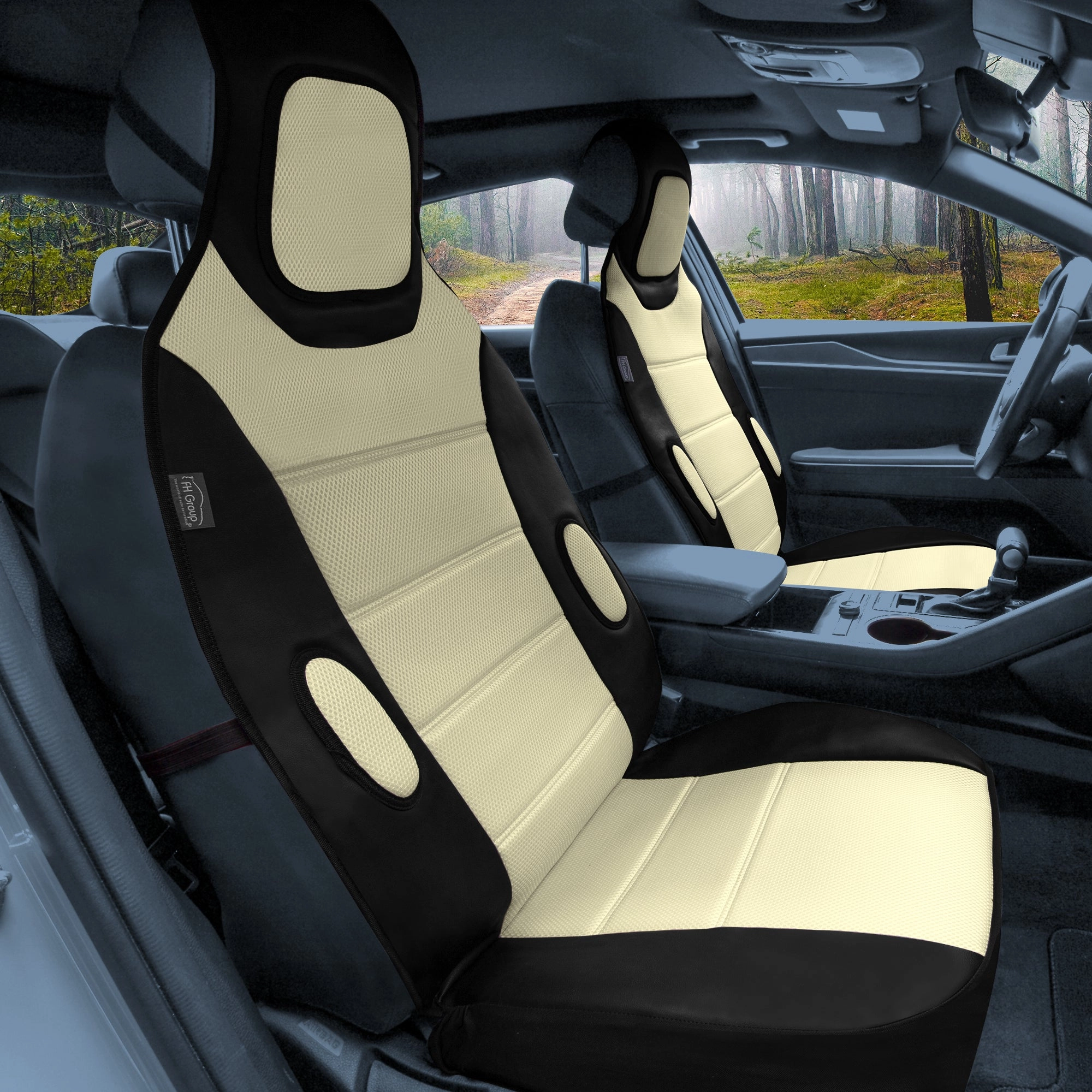 Leatherette Cushion Pads With 3D Air Mesh - Front - Beige