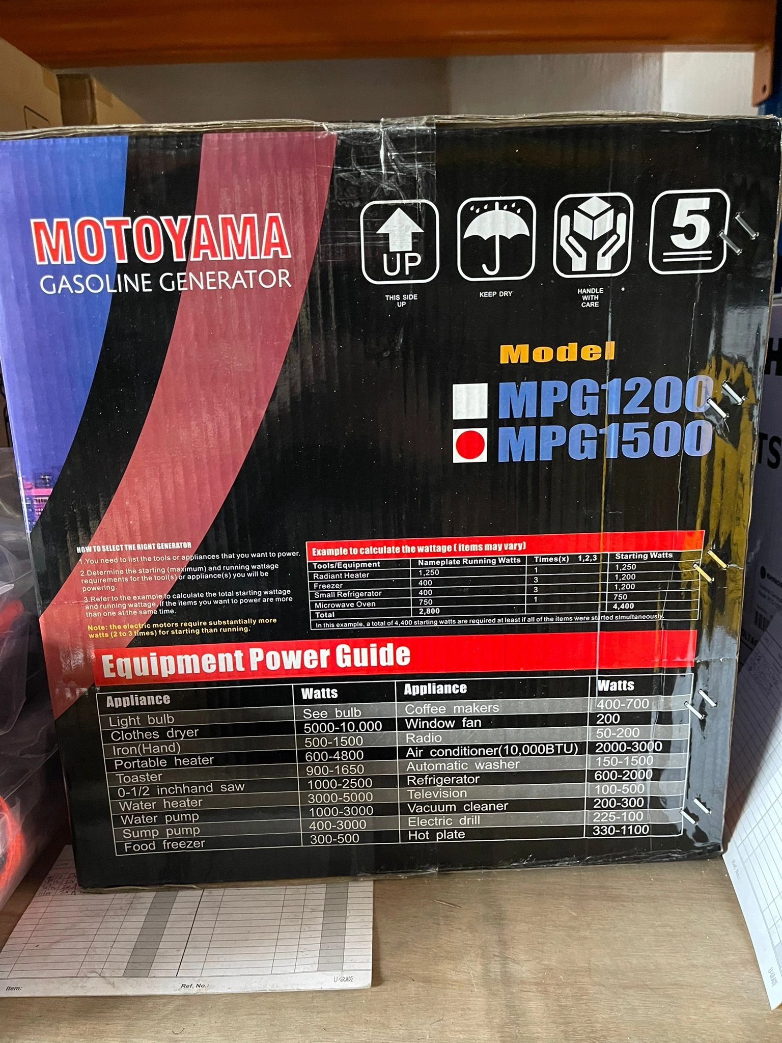 Motoyama Gasoline Generator 87cc 4stroke 1KVA 220V | Model : MPG1500