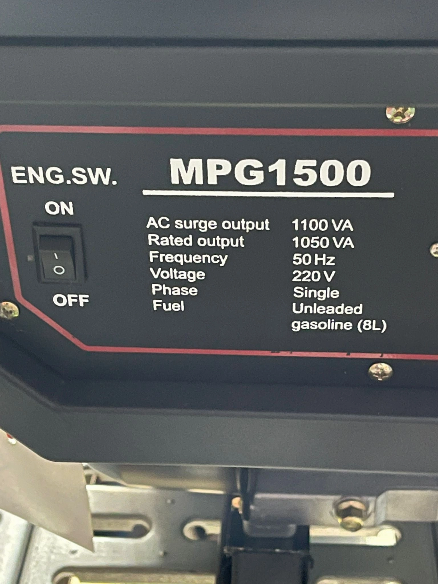Motoyama Gasoline Generator 87cc 4stroke 1KVA 220V | Model : MPG1500