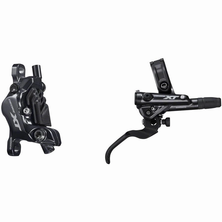 Shimano Deore XT BL-M8100/BR-M8120 Disc Brake and Lever - Rear, Hydraulic, Post Mount, 4-Piston, Finned Metal Pads, Black