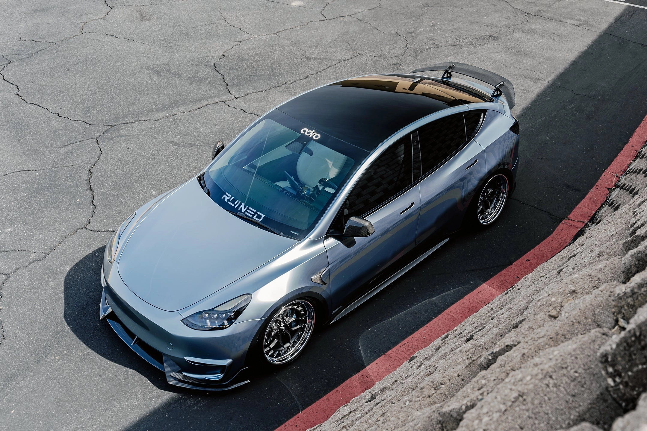 Tesla Model Y Dry Carbon Fiber AT-S Swan Neck Wing 2022 